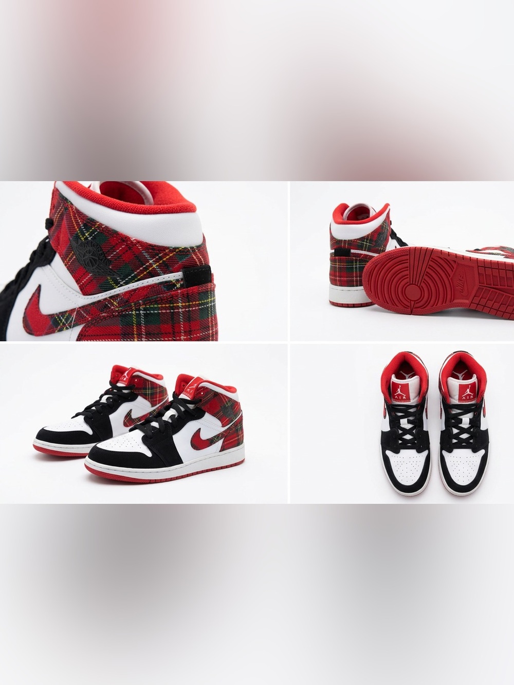 Jordan 1 Mid White Plaid (GS)- Nike Air Jordan- Great Condition! 7Y 🔥👟 - Picture 6 of 6